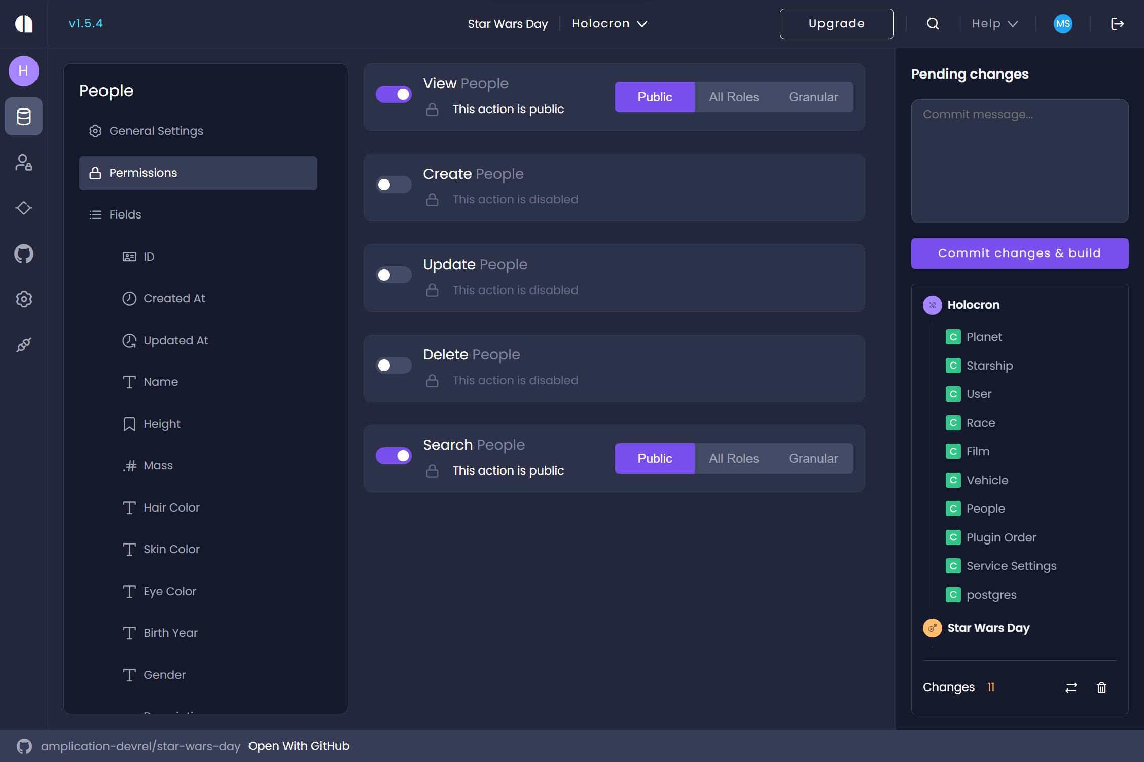 Configuring Permissions for an Entity.